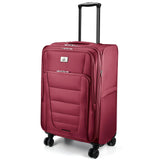 Verdi Softside Expandable 24 Inch Luggage with Spinner Wheels Lightweight Suitcase (Burgundy, Checked-Large 24-Inch)