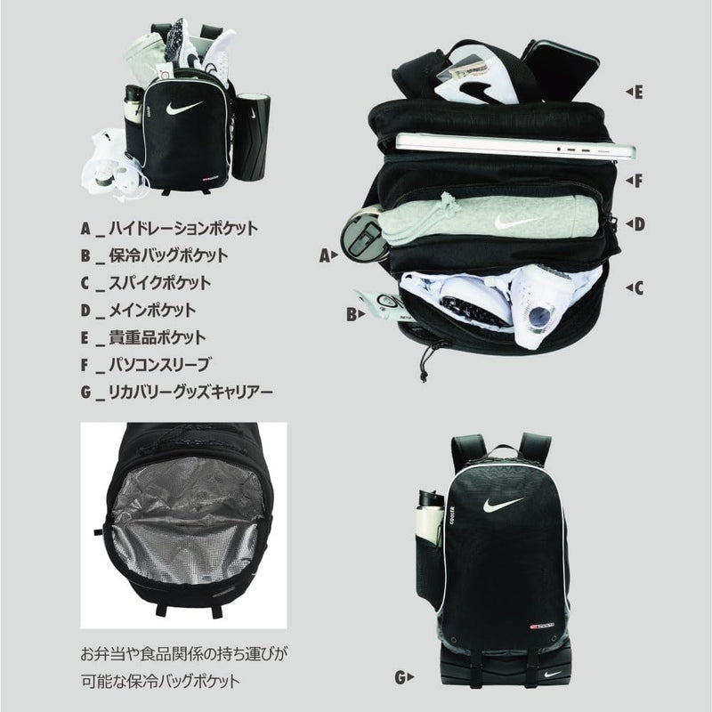 Nike Unisex TRACK BACKPACK, BLACK/BLACK/SUMMIT WHITE, One Size, BACKPACK