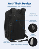 Hynes Eagle TSA Friendly Travel Backpack for Men Women Carry on Backpack 40L Flight Approved Laptop Backpack for 17 inches Compressible Weekender Bag Overnight Backpack Jet Black