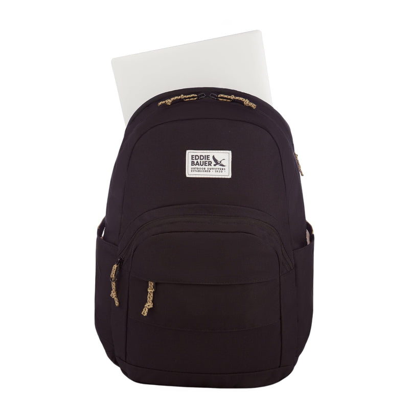 Eddie Bauer Campus Backpack 26L | Everyday Carry | Work | Travel | Commuter | Padded Laptop Sleeve | Stretch Bottle Pockets | Lightweight | Durable - Black