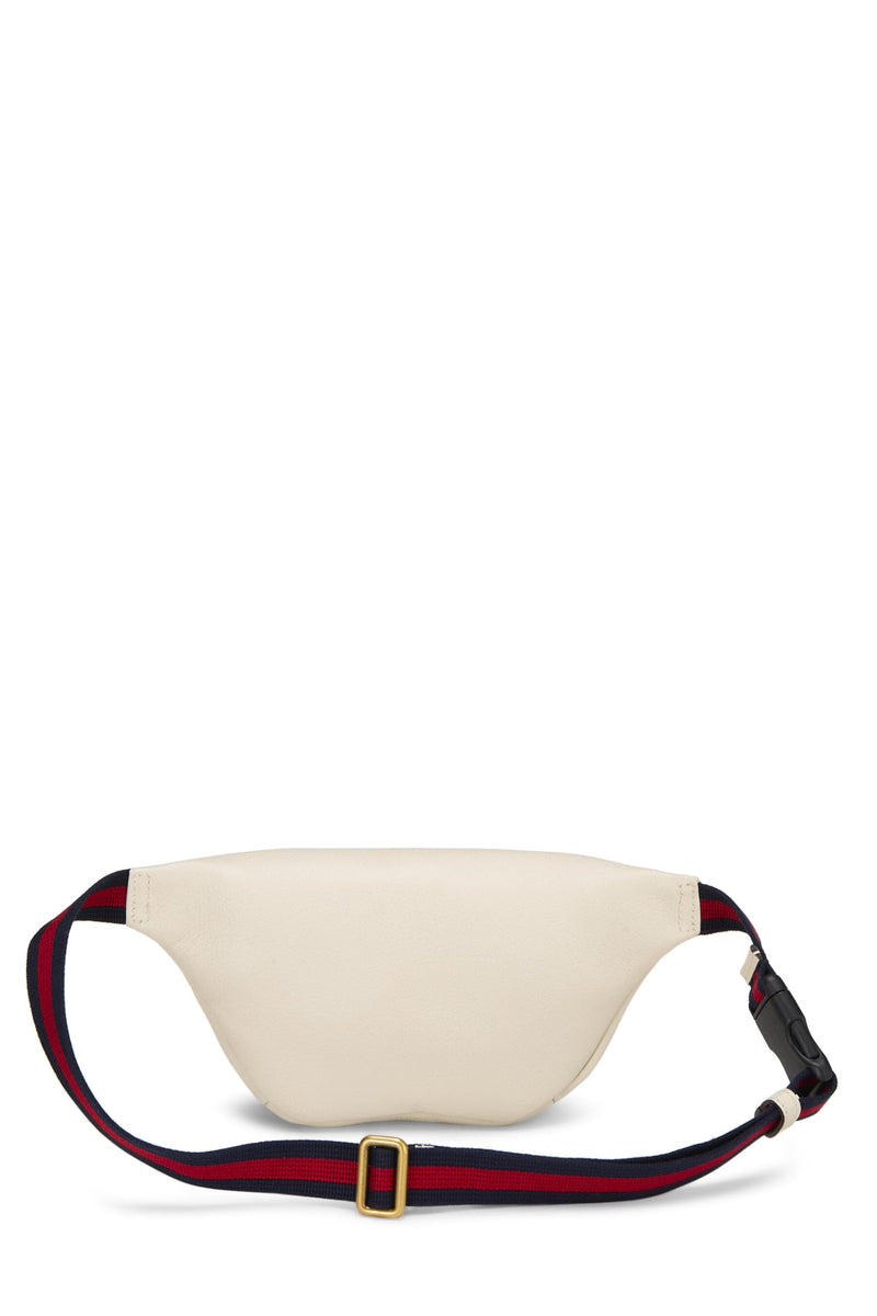 Gucci, Pre-loved White Leather Logo Printed Belt Bag Small, White