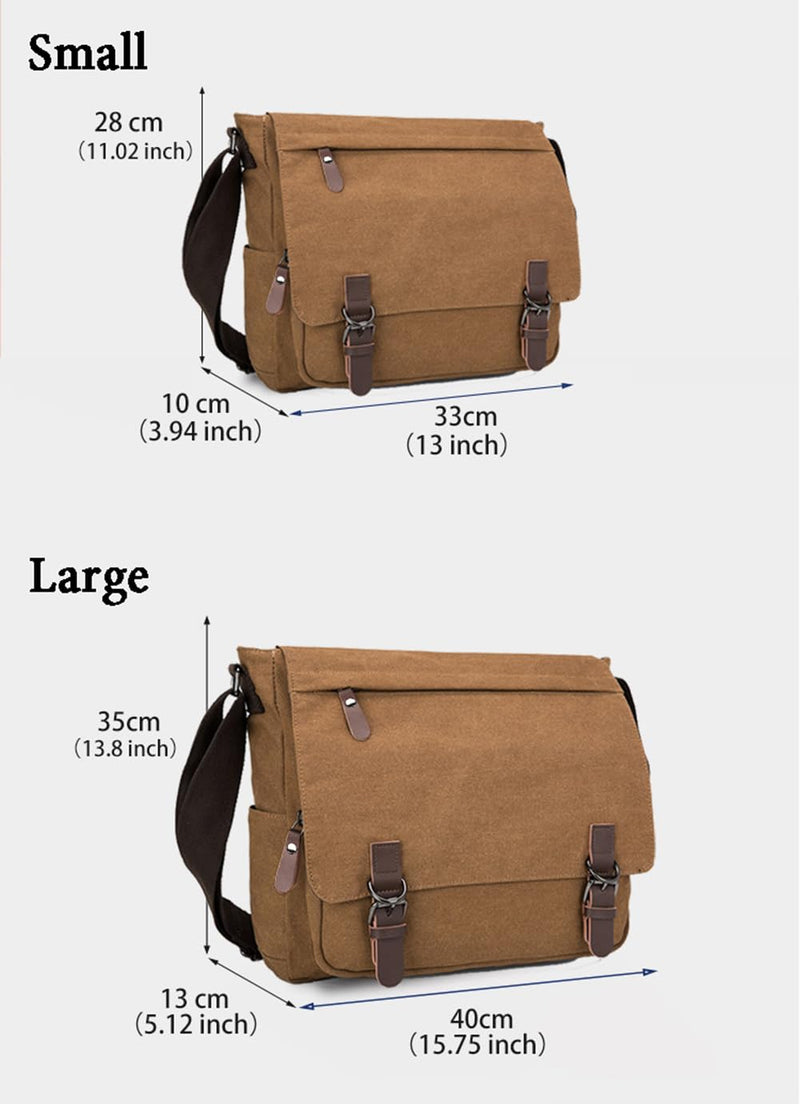 Sechunk Canvas Vintage Messenger Bag Shoulder bag Leather Cross body bag Large Travel Crossbody bags for men women 15inch Laptop
