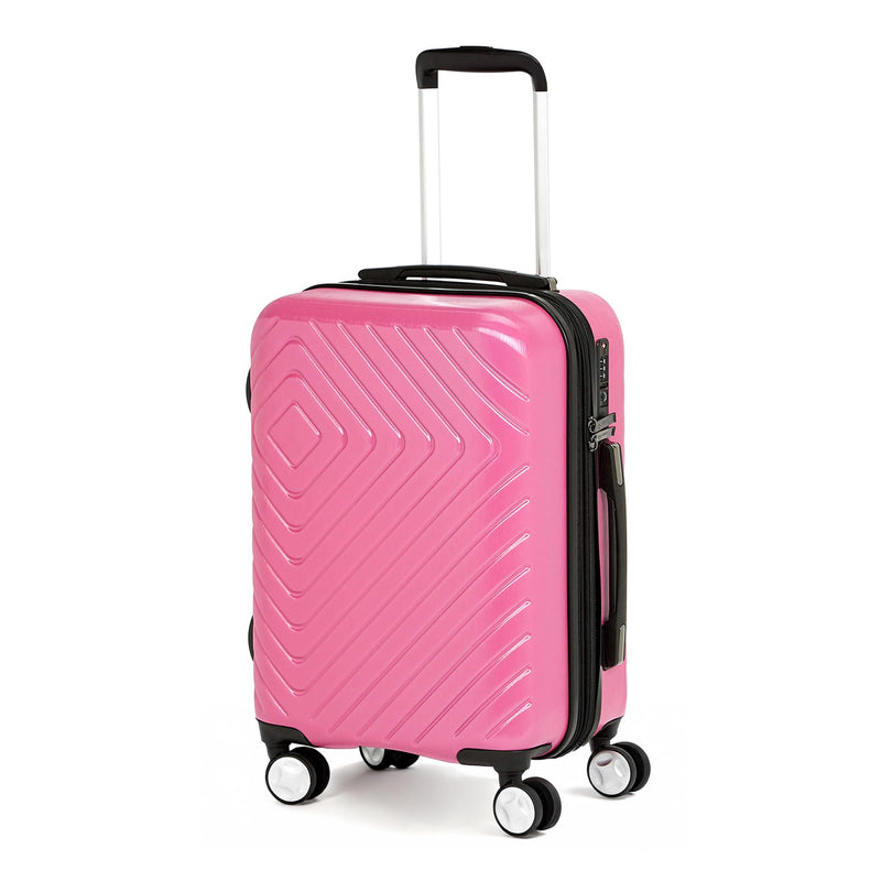 Amazon Basics 21" Hardside Carry-On Luggage with TSA Lock, Expandable, Scratch-Resistant Geometric Surface, Organized Interior, 4 Multi-directional Spinner Wheels, Pink