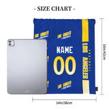Los Angeles Drawstring Bags Custom any Name and Number Backpack for Men Youth Boy Gifts 14" X 16"