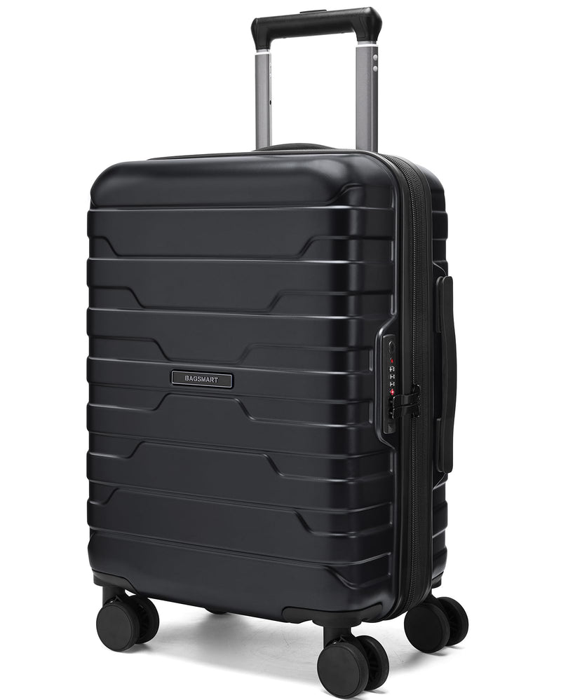 BAGSMART Carry On Luggage 22x14x9 Airline Approved with Spinner Wheels,Lightweight 20 Inch Luggage with TSA Lock,Expandable Hard Shell Carry On Suitcases for Men Women,Black