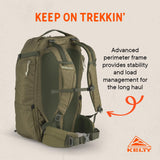 Kelty Redwing Traveler Backpack, Travel Pack with Wide U Zip Opening, Signature Wing Pockets, 30-50L Capacity (50L Olive)