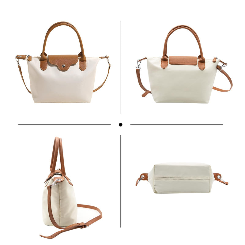 Long Keeper Mini Crossbody Bag for Women Casual Lightweight Small Nylon Tote Bag Ladies Shoulder Purses & Handbags With Strap (Beige)