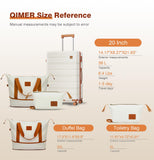 QIMER Carry on Luggage Set, 20 Inch Suitcase with 100% PC hardshell, Lightweight TSA Locks Quiet Spinner Wheels Durable Zipper, Suitable for Men and Women, Y01 Beige(20"/DB/TB) Slightly Small