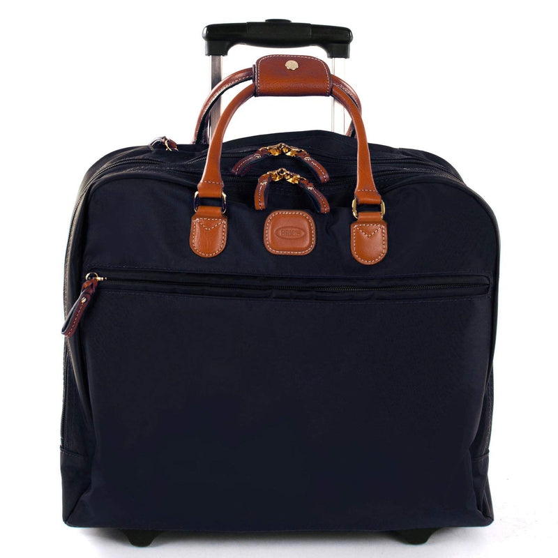 Bric's X-Travel 2.0 Rolling Carry-On 16 x 13.7 x 6 Inch, Water-Resistant Underseat Bag with Silent Wheels, Retractable Handle and Laptop Pocket - Navy
