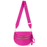 Lushandy Bum Bag Women's Checkered Crossbody Bag Nylon Cross Body Bags Plaid Mom Everyday Purse for Travel (Pure Hot Pink)