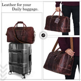 Aaron Leather Duffle Bag for Men & Women, 30L Travel Overnight Weekender Garment Duffel Bags, Carry On Mens Weekend Bag for Business, Traveling, Luggage Bag - Walnut