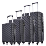 Apelila 4PC 18-28 Inch Hardshell Luggage ABS Luggages Sets With Spinner Wheels Hard Shell Spinner Carry On Suitcase (Black, 4 PCS)