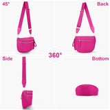 Lushandy Bum Bag Women's Checkered Crossbody Bag Nylon Cross Body Bags Plaid Mom Everyday Purse for Travel (Pure Hot Pink)