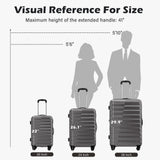 Coolife Carry On Luggage Airline Approved with Spinner Wheels, Hard Shell Suitcase TSA Lock Lightweight Travel Luggage 20-inch,Gray