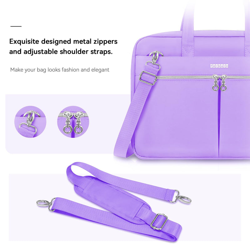 Ferkurn Laptop Bag Case Women Men Computer Bag Compatible with MacBook/HP/LG/Dell, Shoulder Strap Slim Carrying Messenger Briefcase, Purple, 15.6-16 Inch