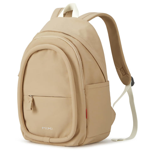 mixi Sweet Design Women Backpack Girls Cute Book Bag with Shockproof 15.6" Laptop Pocket Casual Daily Light Weight, Milky Apricot