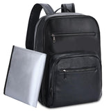 VASCHY Diaper Bag Backpack for Mum Dad, Unisex Large Waterproof Vegan Leather Baby Bag with Changing Pad,Insulated Pockets,Padded Laptop Sleeve for Travel,Black