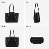 LOVEVOOK Work Tote Bags for Women - PU Leather Laptop Tote Bag for Women with Clutch, Large Capacity Office Purse Computer Briefcase for Casual Business Travel, Black