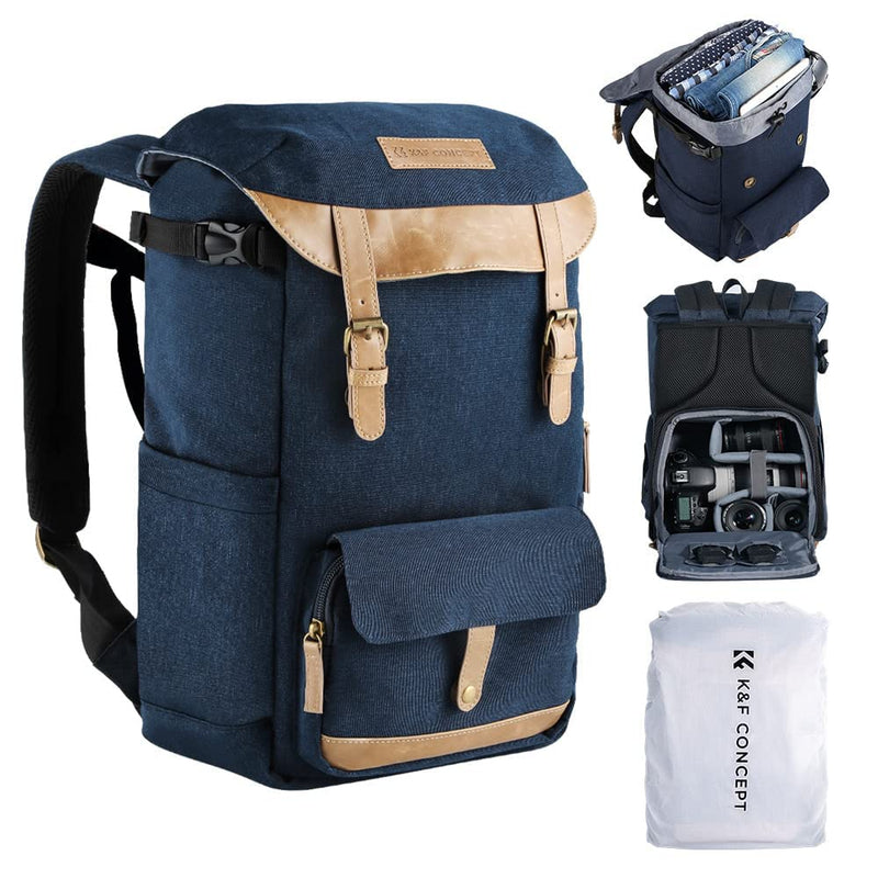 K&F CONCEPT Camera Backpacks for Photographers Travel Bag for Tripod Camera Lence Accessory with laptop compartment and Rain Cover Waterproof Multi-Functional Camera Bags for Dslr Cameras Black