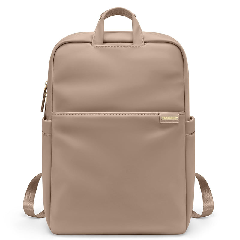 GOLF QUALITY Slim Laptop Backpack for Women, Lightweight Business Backpack for Women Computer Bag Purse for Commuting, Fit 17.3 Inch, Champagne Brown
