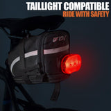 BV Strap-On Bike Bag with Reflective Material - Saddle Bag with Seperate Divider for Small Items for All Your Essentials - Bike Pouch with Taillight Hanger for Maximum Safety (Cycling Bag, Large)