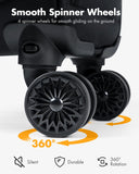 Lekebobor Underseat Carry On Luggage with Spinner Wheels,16 Inch Softside Suitcase with Detachable Wheels, Lightweight Travel Luggage Bag for Men Women, Black