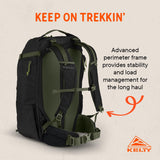 Kelty Redwing Traveler Backpack, Travel Pack with Wide U Zip Opening, Signature Wing Pockets, 30-50L Capacity (50L Black)