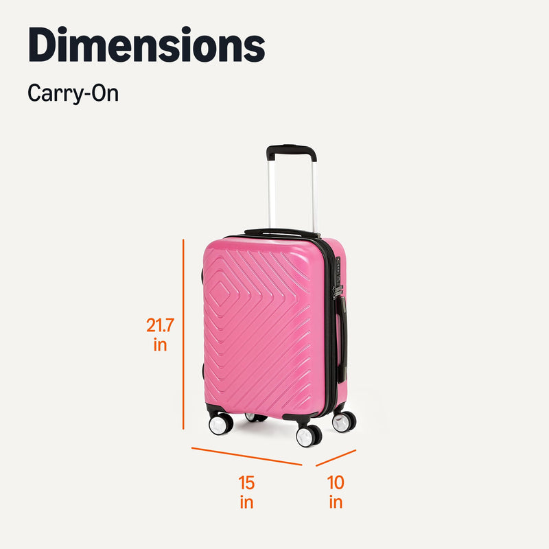 Amazon Basics 21" Hardside Carry-On Luggage with TSA Lock, Expandable, Scratch-Resistant Geometric Surface, Organized Interior, 4 Multi-directional Spinner Wheels, Pink