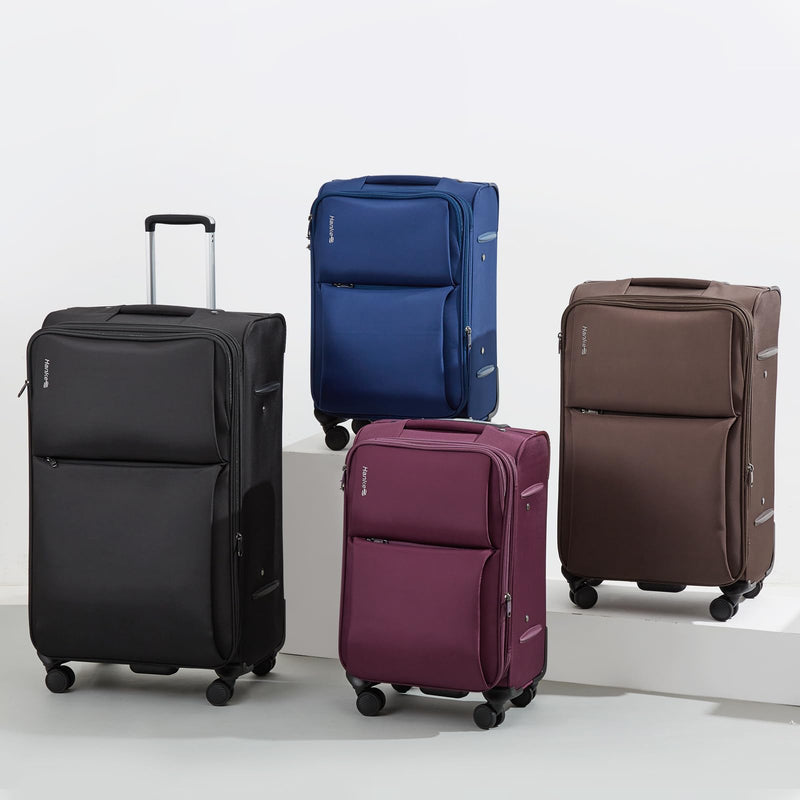 Hanke 3 Piece Luggage Sets Softside Expandable Carry On Luggage Set Travel Suitcase Sets with Spinner Wheels TSA Approved Luggage(Blue, 20in/24in/28in)
