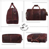 Aaron Leather Duffle Bag for Men & Women, 30L Travel Overnight Weekender Garment Duffel Bags, Carry On Mens Weekend Bag for Business, Traveling, Luggage Bag - Walnut