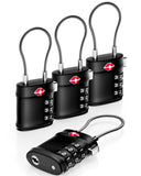 LUGGEX TSA Locks for Luggage, Luggage Locks, Suitcase Locks TSA Approved, Travel Locks, Ease of Use & Durable (Black, 4 Pack)