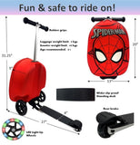 Fast Forward Spider-Man 18" Ride-On Suitcase Scooter - Lightweight Carry-On Scooter Luggage