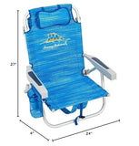 Tommy Bahama Backpack Beach Chair-New 2022 Designs-5-Position Classic Lay Flat-Insulated Cooler Towel Bar-Storage Pouch Aluminum (Sailfish and Palms)