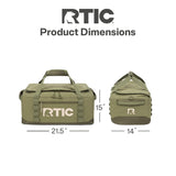 RTIC Road Trip Duffle Bag for Men and Women, Traveling Tote for Camp, Travel, Gym, Weekender, Camping, Overnight, Carry On, Sports, Spacious, Water Resistant, Medium, Olive & Beach