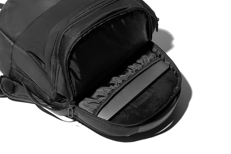 Incase Twill & Leather Backpack - Durable Recycled Twill Travel Backpack for 16-inch Laptop - Compact Carry-On (18 x 13 x 5 in, 17.5L) - Black