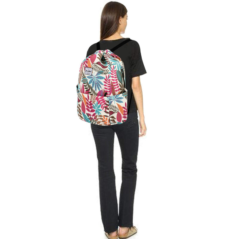 XEYOU Drawstring Sports Backpack Lightweight Gym Yoga Sackpack Shoulder Rucksack Casual Outdoor Daypack for Women and Men (Colorful Leaves Pattern)