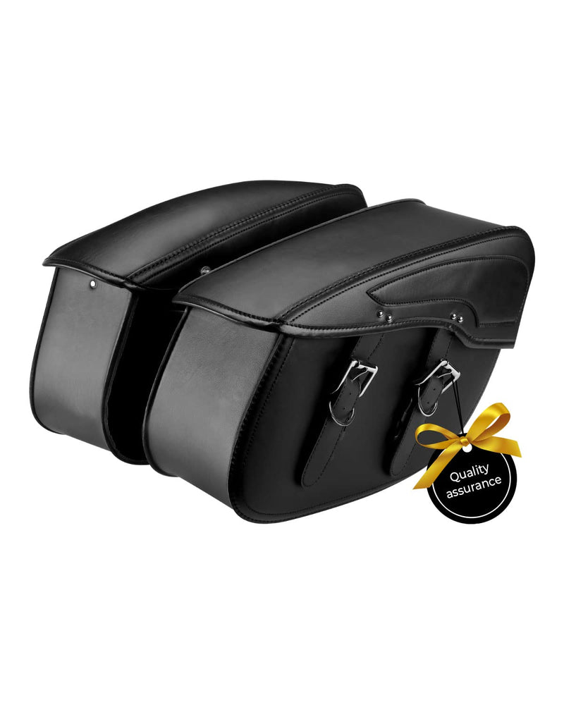 KEMIMOTO Synthetic Leather Motorcycle Saddlebag for Street Glide Electra Glide Touring Model, Universal 34L, Black