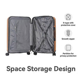 Gecheer ABS Hardshell Luggage Set 3-Piece Spinner Suitcases with TSA Lock – 20 Inch, 24 Inch, 28 Inch Lightweight Durable Travel Suitcase Set in Brown