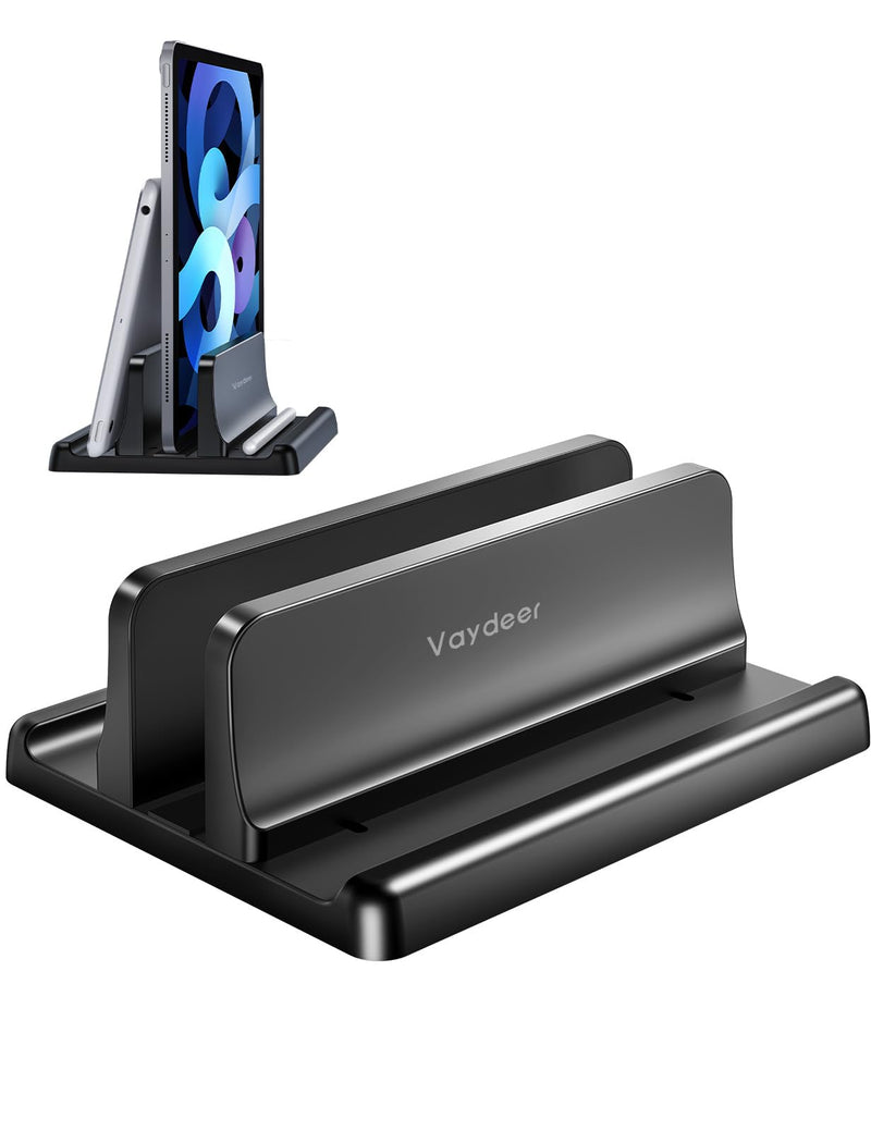 Vaydeer Vertical Laptop Stand Holder Organizer Plastic Adjustable Desktop Notebook Dock Space-Saving 3 in 1 for All MacBook Pro Air,Mac,HP,Dell,Microsoft Surface,Lenovo,up to 17.3 inches (Black)