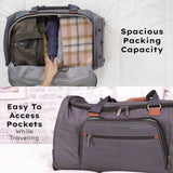 Ricardo Beverly Hills Montecito 2.0 Softside Rolling Duffel Bag with Wheels and Handle, Ideal Lightweight Travel Bag for Men and Women, 22-inch Wide, Grey