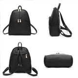Nevenka Brand Women Bags Backpack PU Leather Zipper Bags Purse Casual Backpacks Shoulder Bags (BLACK)