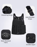 WANDF Drawstring Backpack Sports Gym Bag with Shoes Compartment, Water-Resistant String Beach Sackpack Swim Bag for Women and Men (Black)