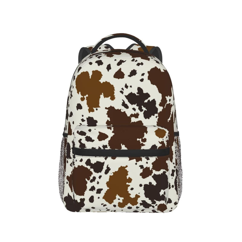 HKHEHOP Brown Cow Print Backpack For School Laptop Bags Bookbag Big Casual Daypack For Student Girls Boys Kids Teens Travel Sports Work
