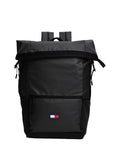 Tommy Jeans Men's Lightweight Daily Rolltop Backpack with Buckle and Zipper, Black, One Size
