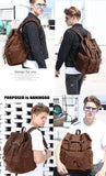 Canvas Backpack Unisex Vintage Casual Rucksack 17 inch Laptop Daypacks Schoolbag College Bookbag Hiking Camping Travel Bag Coffee
