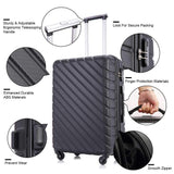 Apelila 4PC 18-28 Inch Hardshell Luggage ABS Luggages Sets With Spinner Wheels Hard Shell Spinner Carry On Suitcase (Black, 4 PCS)