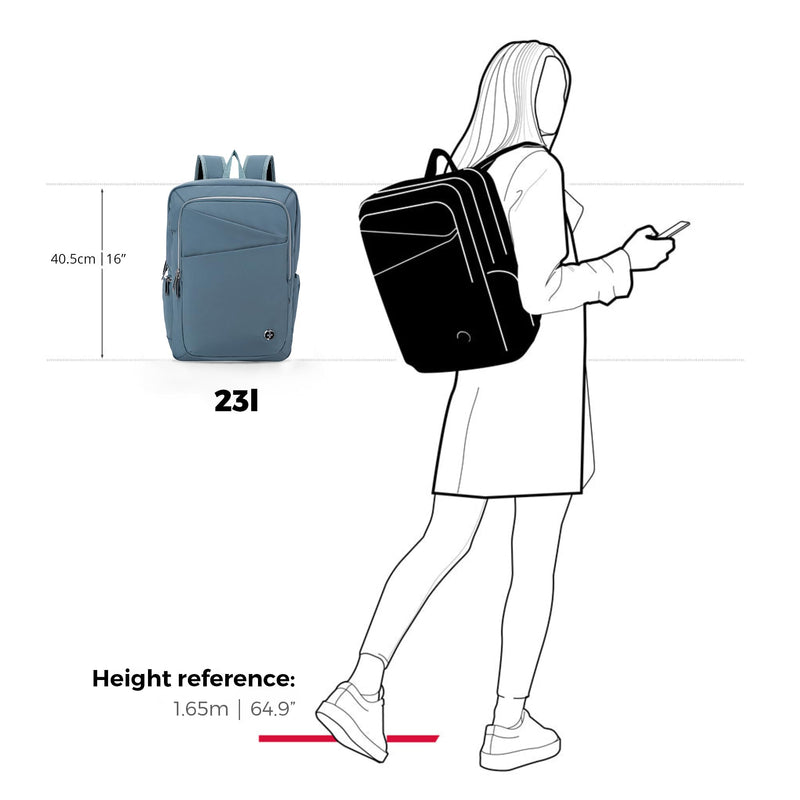 Swissdigital Design Women's Backpack for Work/Travel/Leisure with USB Charging Port, Water Bottle Holder, Separate Sunglass Pocket - Fits 15.6 inch Laptop,Blue | SD1006F-13
