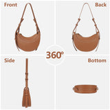 Faux Leather Saddle Bag for Women Shoulder Bag Crescent Purse Trendy Crossbody Purse Hobo Handbag
