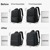 Hanke Expandable Travel Backpack 16 Inch, Full-Open Laptop Backpack Fits 15.6 Inch, Carry On Personal Item Bag with Luggage Strap, Business Work Backpack for Women Men, Black