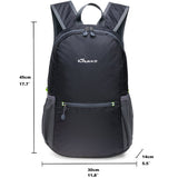 KAUKKO Ultra Lightweight Packable Backpack, Water Resistant Travel Hiking Shoulder Bag,Small Sport Daypack, Handy Foldable Camping Outdoor Backpack (01BLACK)